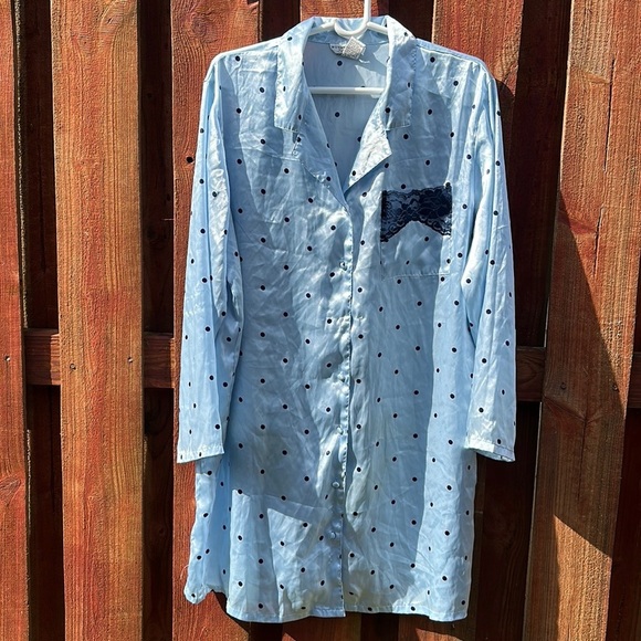 Morgan Taylor Intimate Nightgown Sleep PJ Dress  Size 1X Lace Polka Dot - Picture 1 of 10